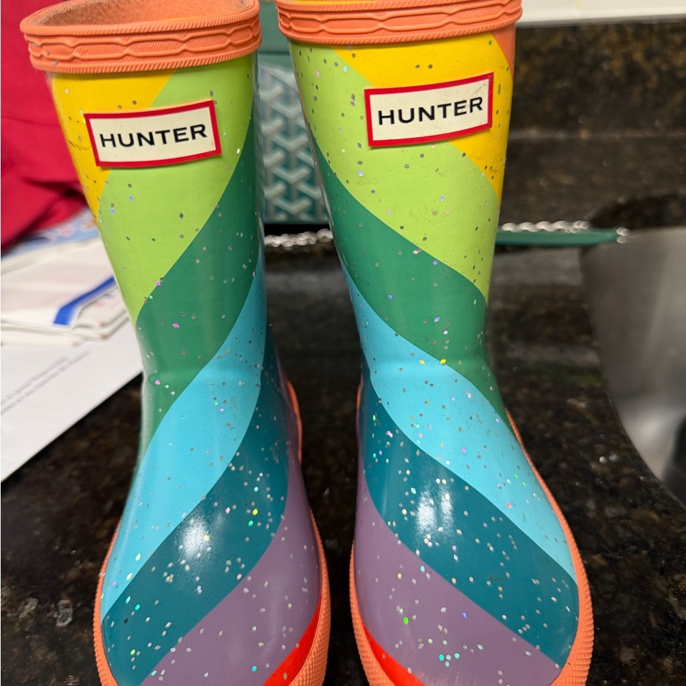 Kids Hunter Orange Interior Rain Boots